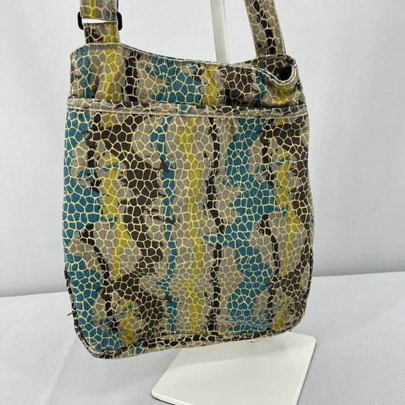 Kavu Canvas Crossbody Purse Snakeskin Pattern Teal Khaki Beige Black Small - Picture 4 of 6